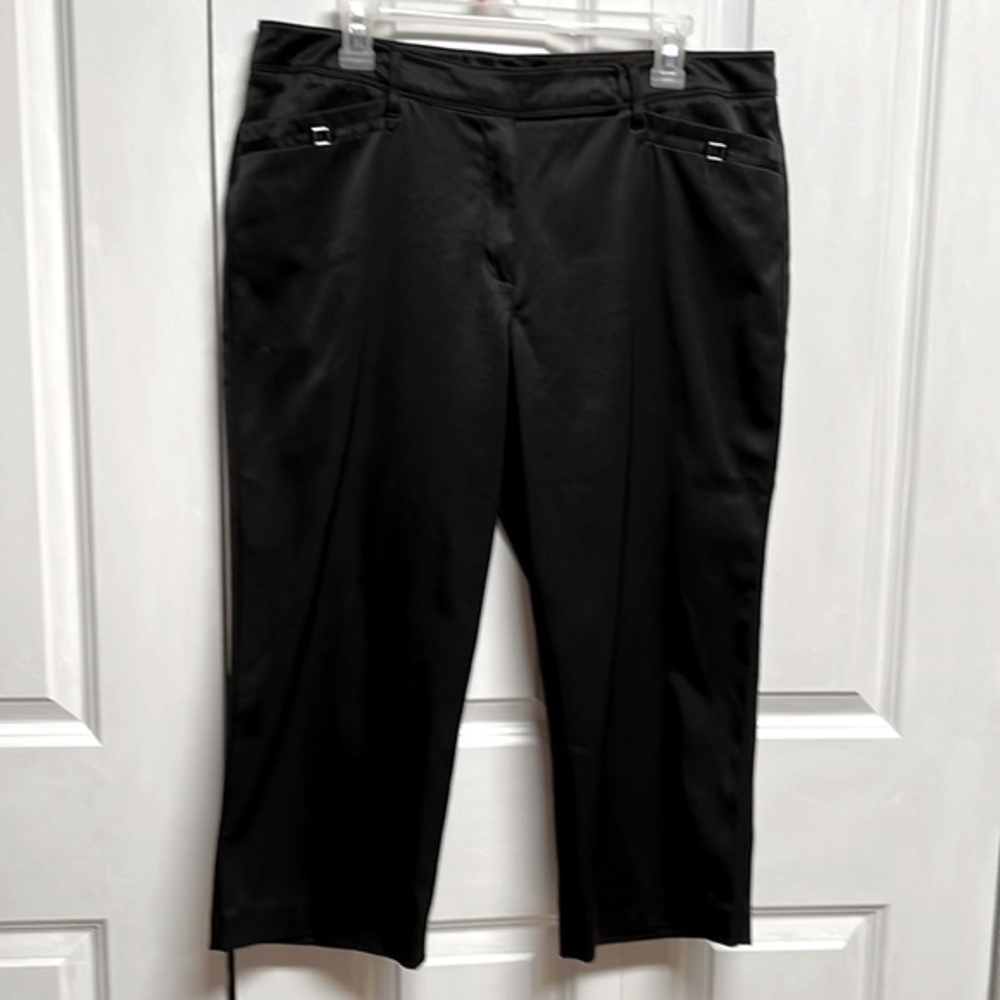 Zac & Rachel Black 4 Pocket High Rise Sateen Crop Pants Size 14